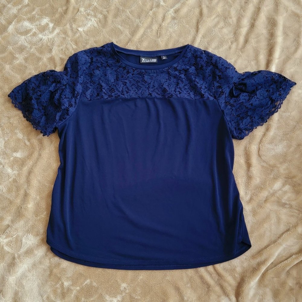 Navy Blouse  XL 7th Avenue by New York & Company